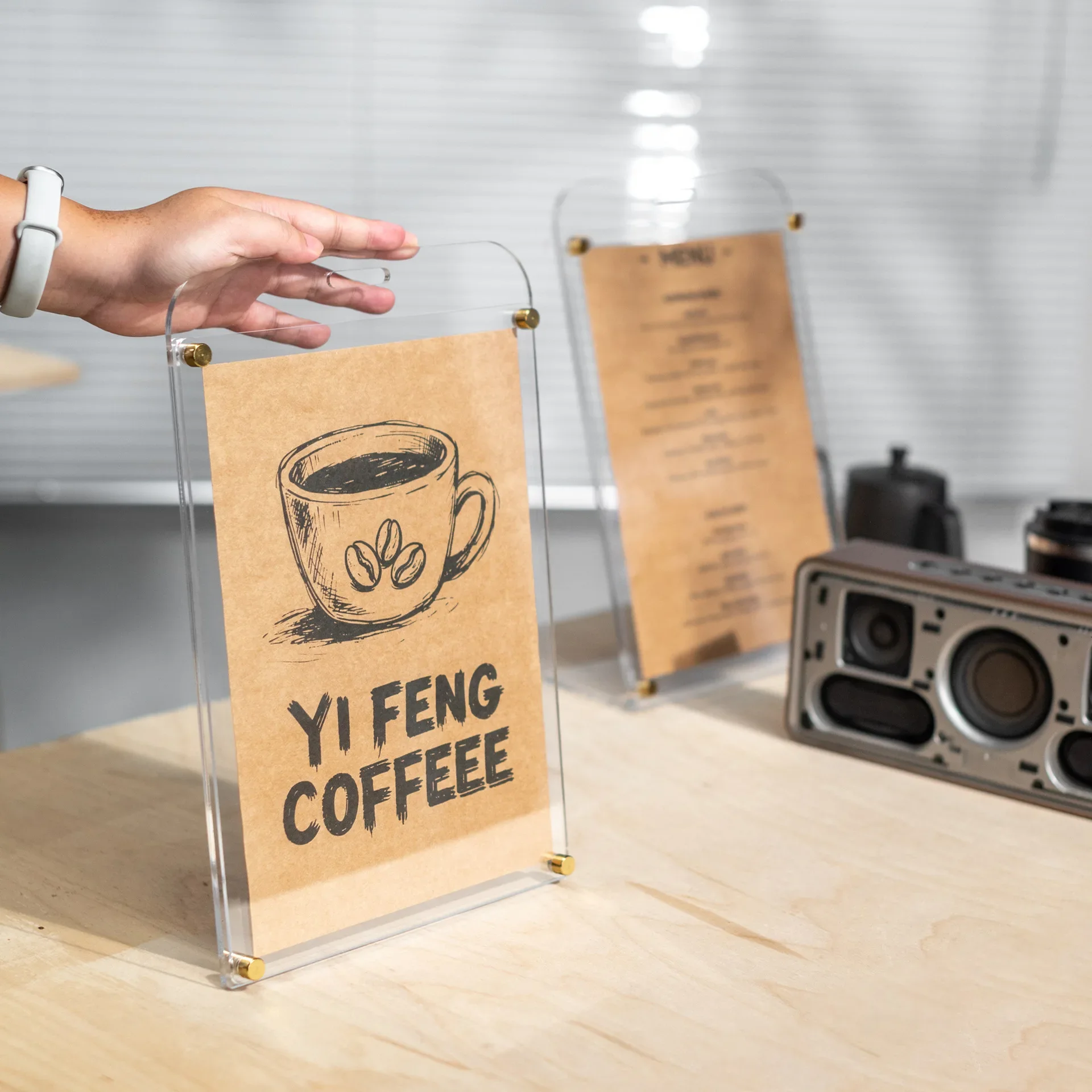 Display card vertical transparent acrylic coffee shop milk tea shop price desktop card