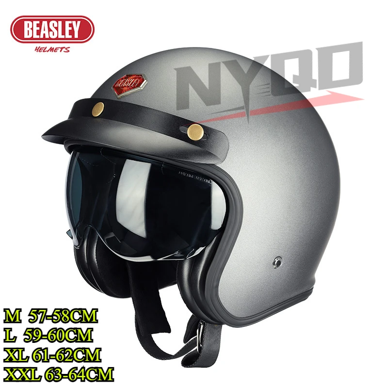 Retro Semi-open Motorcycle Helmet Cross-country Motorcycle Accessories Motorcycle Helmet 3/4 Retro Helmet in Winter