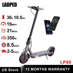 LADPED Electric Scooter 350W 19mph Max Speed Smart APP Control Scooter Shock-absorbing Anti-skid ‎8.5 inches Folding Waterproof E-Scooter