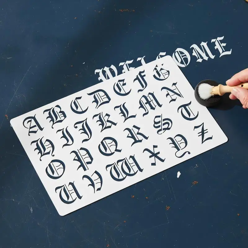 6-Pack Reusable Old English Letter Number Template For DIY Painting, Craft, Scrapbooking