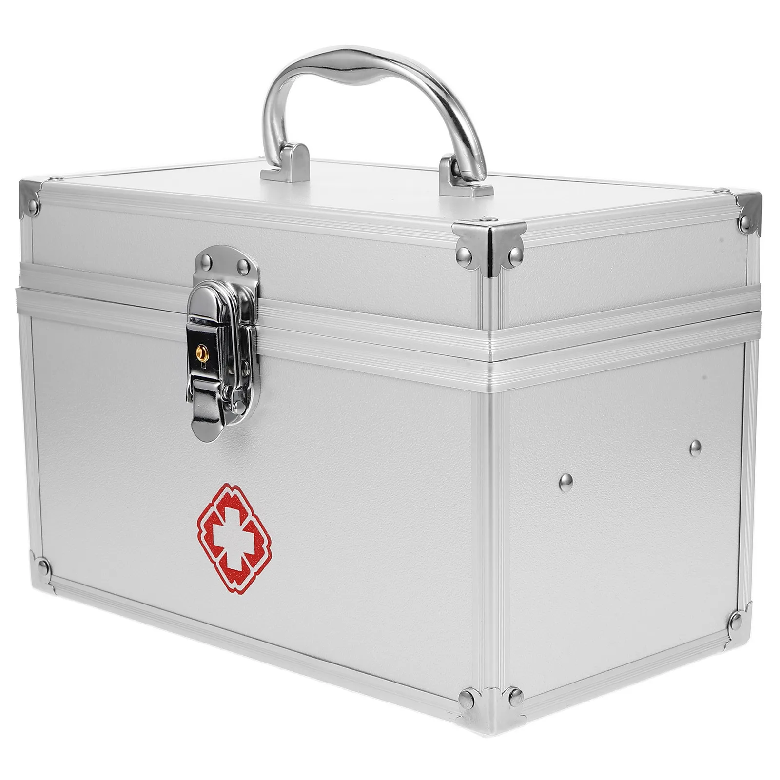 Portable First Aid Box Large Capacity Medicine Storage Box with Handle Safety Clasp Round Corner Design for Home Outdoor Camping
