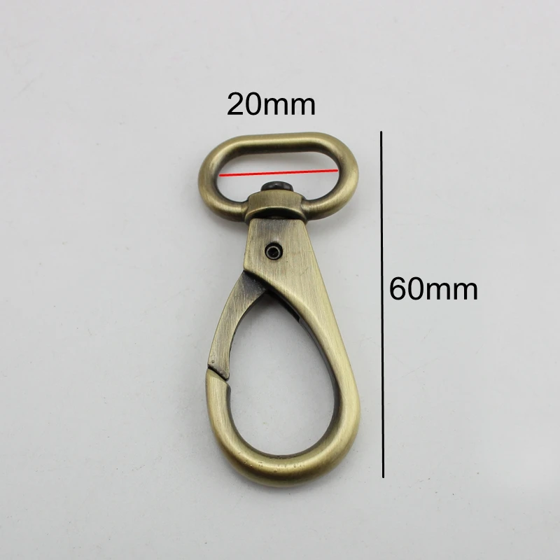 30pcs 6*2cm Retro brush antique brass trigger snap hook clasp clip swivel dog rope hook bags handbags adjusted strap hooks parts