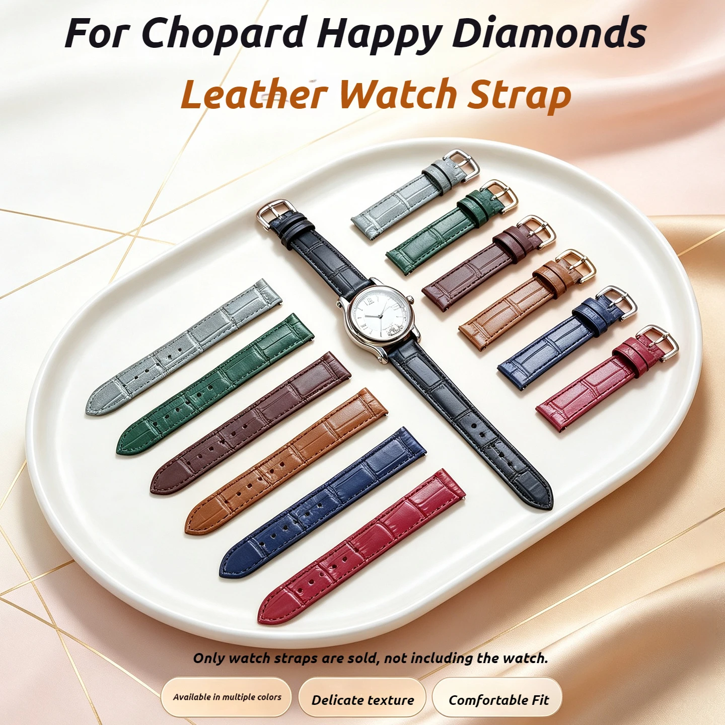 Für Chopard HAPPY SPORT DIAMONDS 278559 278573 278573 Uhrenarmband aus Rindsleder mit Schnellverschluss für Damen 15mm 18mm