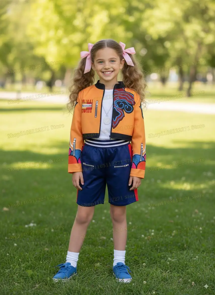 2026 Bambini Ragazze Film Kpop Rumi Costume Cosplay Stampa Demon Hunters Zoey Mira Cosplay Carnevale Spettacolo Vestiti Huntrix Set