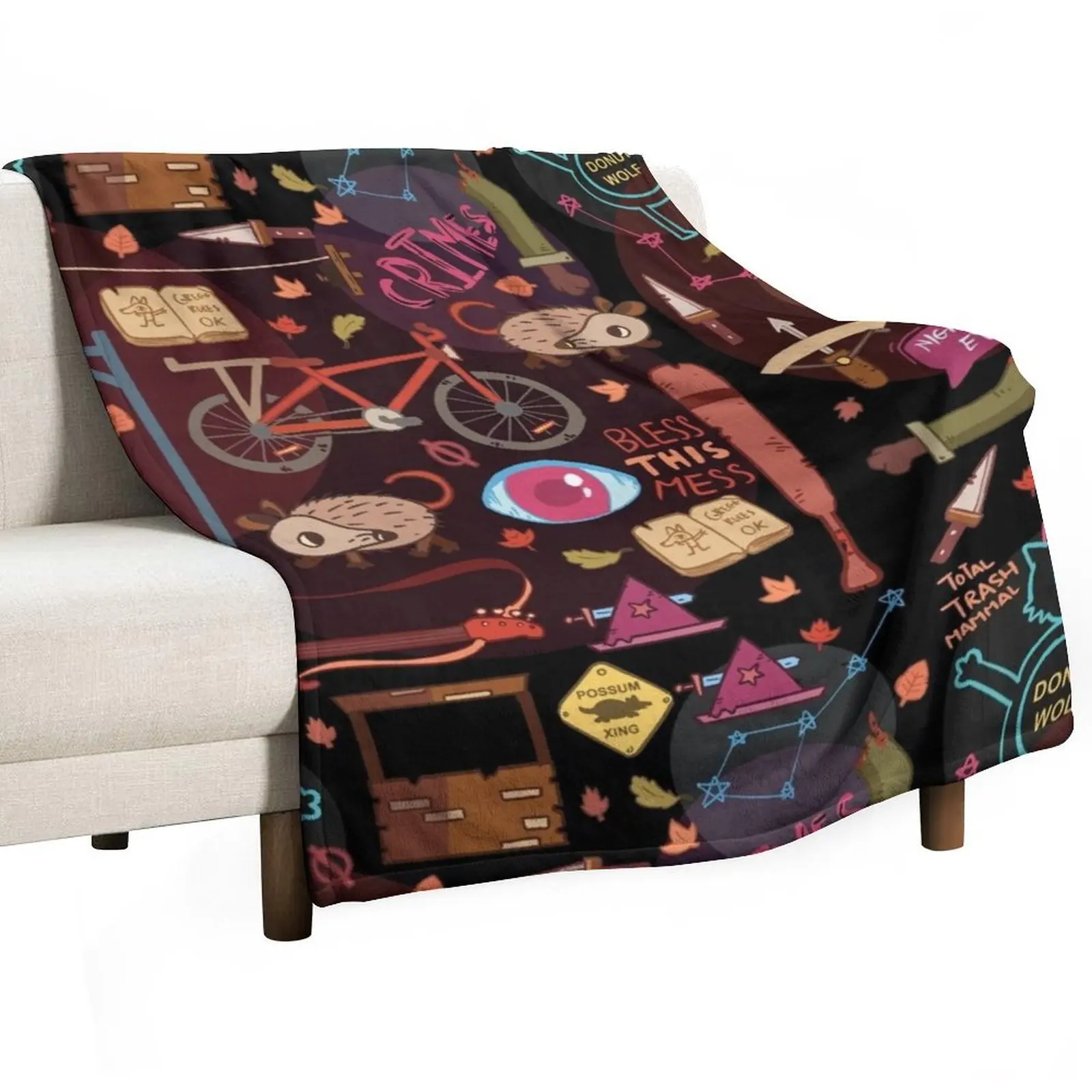 

Night in the Woods Weird Autumn Pattern Throw Blanket Plaid Extra Large Throw Bed heavy to sleep Blankets