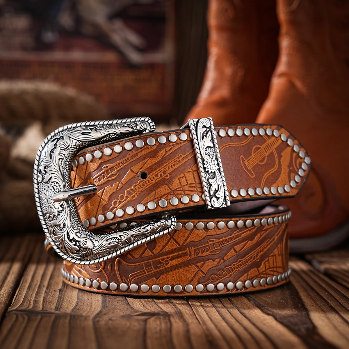 Lässige, individuelle und Retro-Gürtel, Kleidungsaccessoires im Western-Stil, Metallschnallen, PU-Gürtel, geeignet für Männer und Frauen – Detail 6