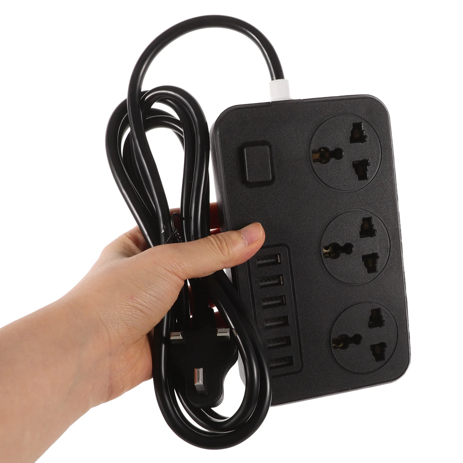 

USB Power Strip Compact Flat Multi Outlet Extension Socket Charging Ports Home Use Black Cord Electrical Household Outlet