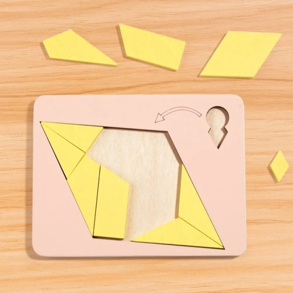 Puzzle triangolare di forma irregolare Formazione logica colorata Puzzle in legno Puzzle geometrici tridimensionali Montessori Educativi