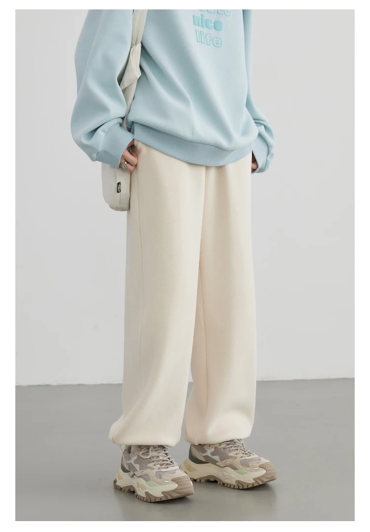 CHIC VEN Women's Pant Loose Casual New High Waist Fleece Pant Thick Plush Warm Female Sports Trousers Autumn Winter 2023