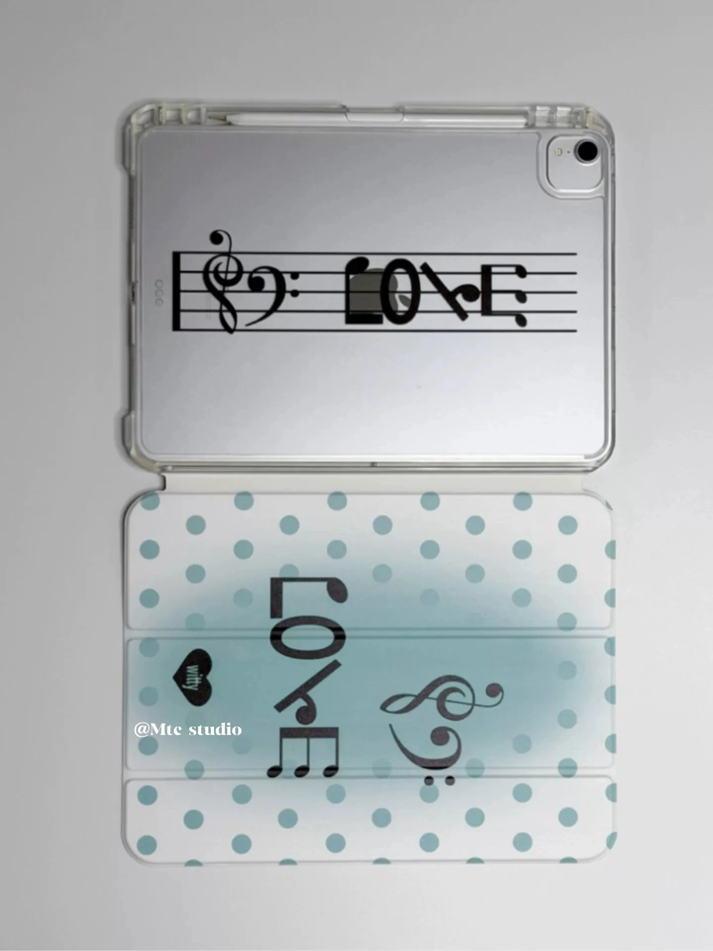 Vintage Mint Polka Dot Notes For iPad Air 4 5 6 Pro 11 12.9 13 M4 10.9 10.2 Mini 7 6 Cover Tri-folded Edge Case With Pen Holder