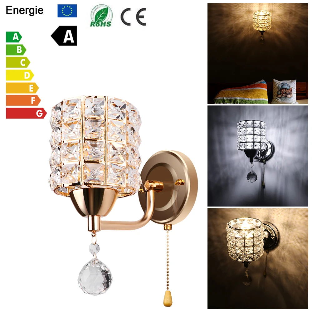 E14 Wall Lamp Simple And Creative Bedroom Bedside Crystal Lights Wall Sconce Crystal Wall Light Christmas Decor For Home Decor