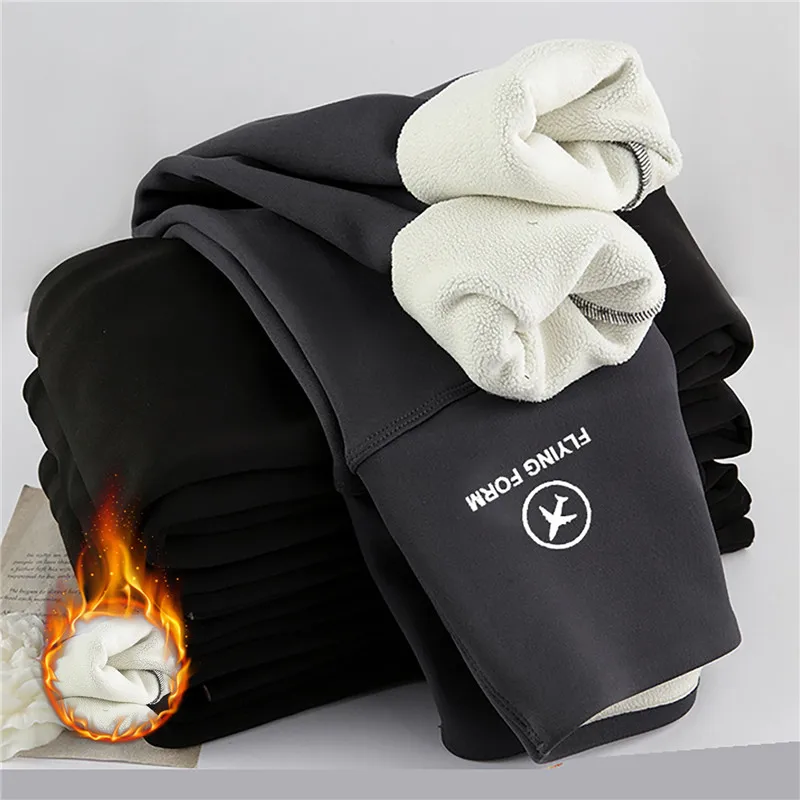 Women High-Waisted Winter Leggings Add Plush Fleece Slimming Tights Warm Trousers Casual Cashmere Pants For Women