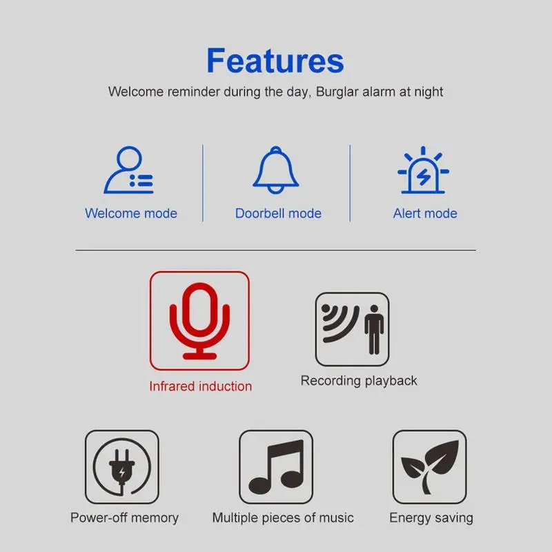 Imagem -02 - Campainha sem Fio com Sensor de Porta Alerta de Entrada Sensor de Movimento Infravermelho Alarme de Boas-vindas para Casa Loja de Negócios