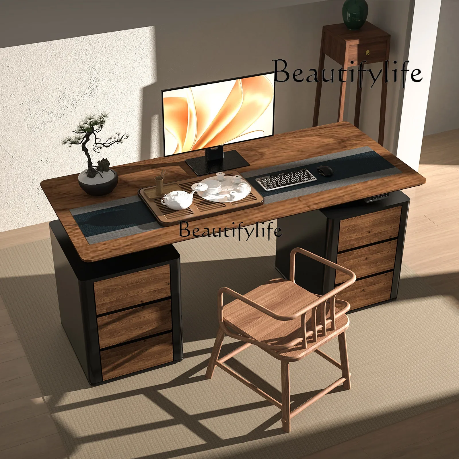 

yj5 Scrivania di sollevamento elettrica in stile medievale italiano, scrivania per computer semplice per la casa