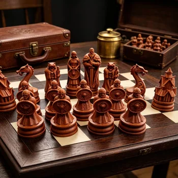 16 Pcs Creative Viking-themed Chess Nordic Warrior Chess Pieces, Chess Sets, Board Game Gifts