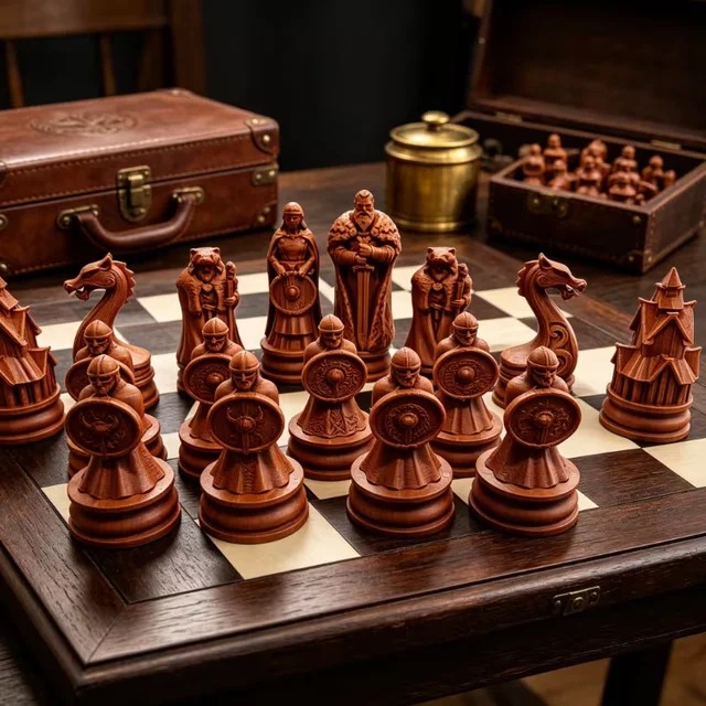 16 Pcs Creative Viking-themed Chess Nordic Warrior Chess Pieces, Chess Sets, Board Game Gifts