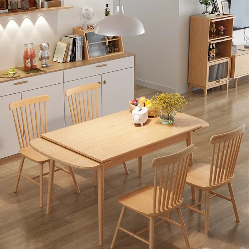 dining table and chair combination foldable modern simple solid wood dining table household rectangular table and chairs