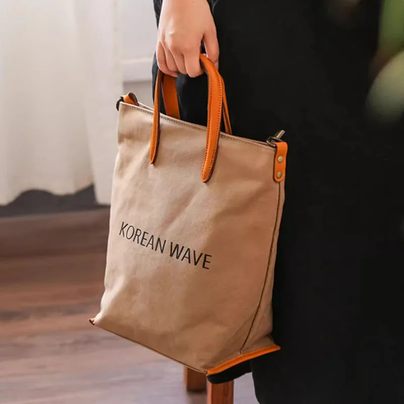 

AETOO Canvas bag, women's single-shoulder bag, casual, retro and artistic small handbag, simple forest style for ladies