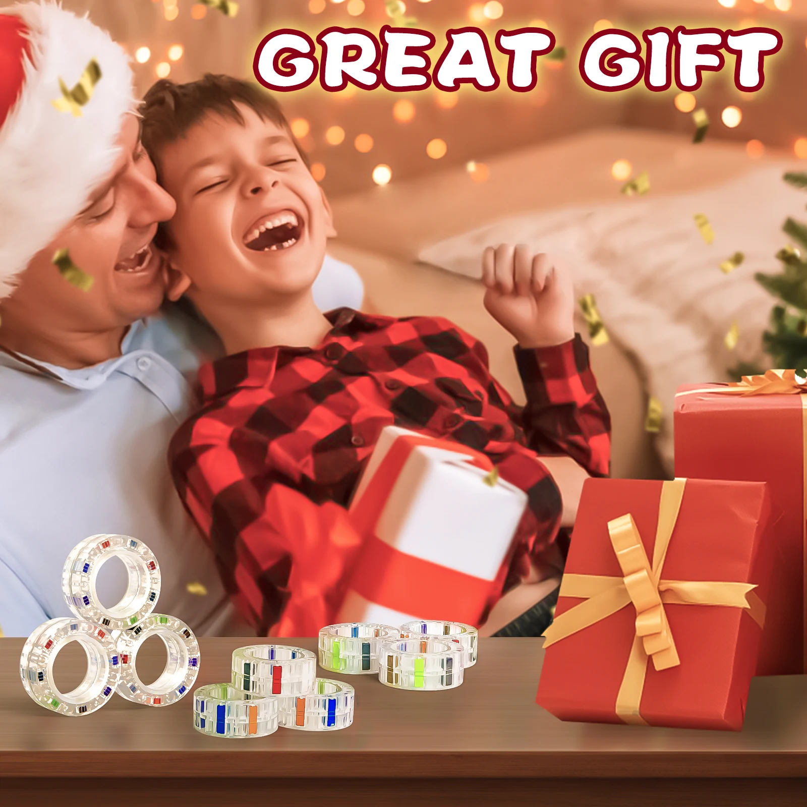 3 قطعة حلقات مغناطيسية شفافة ببصمة الإصبع ألعاب متململة للبالغين والأطفال هدية حلقات دوارة لعلاج تخفيف القلق