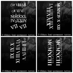 4pc/Lot English Letters Roman Numerals Herbal Juice Tattoo Stickers Semi-permanent Cool Men Women Arm Fake Tattoo Art Waterproof