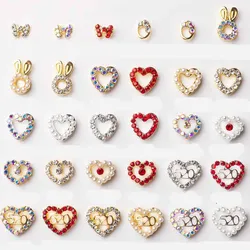 10pcs Luxury Hollow Heart Nail Art Charm 3D AB/White/Red Pearl Crystal Gem Nail Jewelry Parts DIY Love Dersign Nail Decor Parts