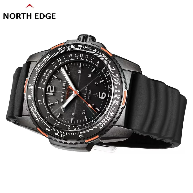 NORTH EDGE PHOTON Men Digital Military Watch Waterproof 50M Men's Sport Wristwatches Solar Power Luminous Enviormentally Clock