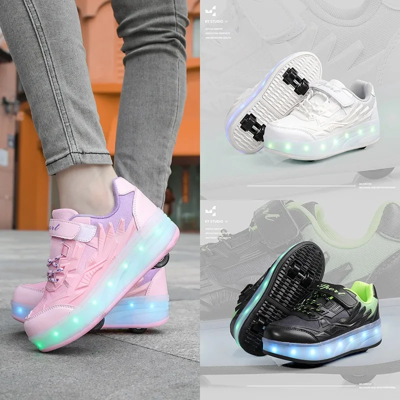 

New Kids Roller Skates Boys Girls Inline Skates Four-Wheel Balance Wheels Walking Shoes Spring Outdoor Sports Entertainment
