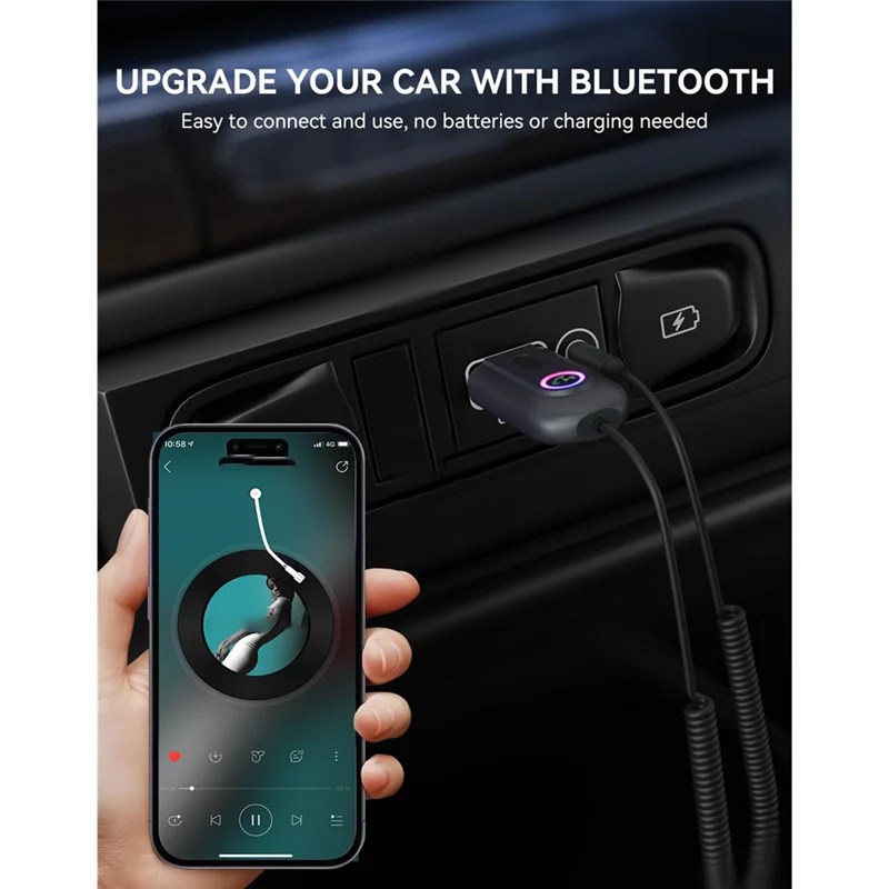 AUX COMPLETO para Bluetooth 5.3 para adaptador de carro, kit receptor Bluetooth USB 2.0 de entrada de 3,5 mm para áudio de carro, estéreo doméstico e alto-falante