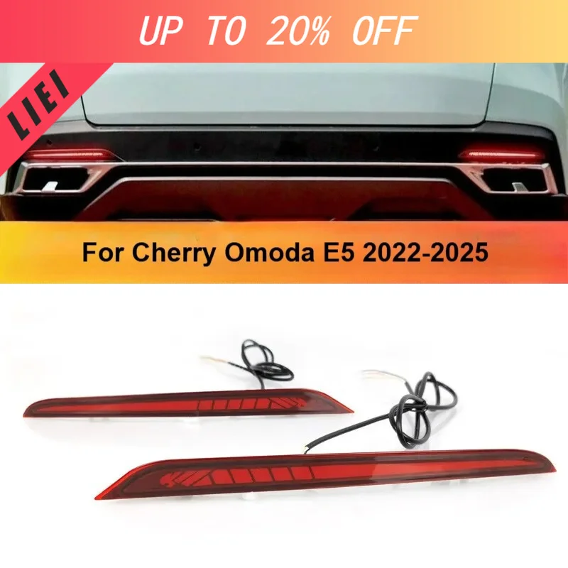 LIEI Car Led Rear Bumper Light Reflector Fog Lamp Modified DRL Driving Brake Light Accessory For Cherry OMODA E5 2022 2023 2024