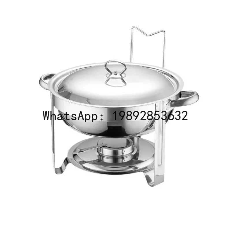 

Stainless steel alcohol stove round furnace cheese pot with hook gold plated detachable outdoor dry pot
