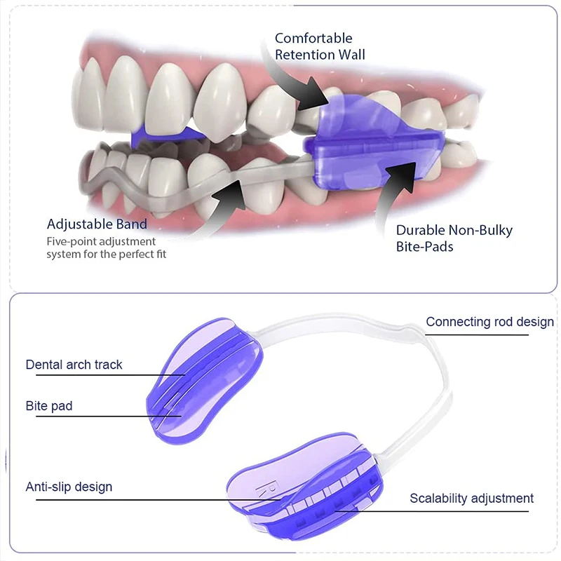 4PCS Adjustable Teeth Grinding Dental Mouth Guard Stops Bruxism Eliminate TMJ and Clenching Koheel with Braces Box