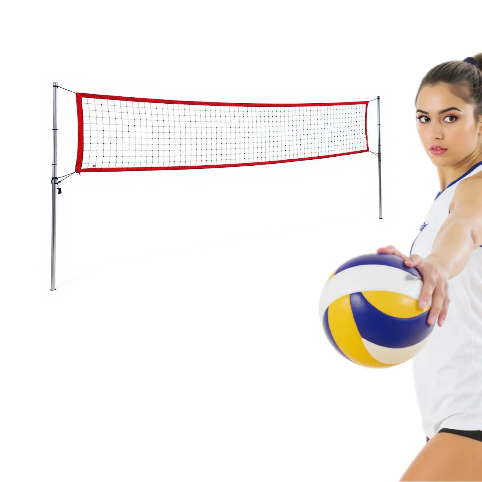 Beach Volleyball Net Portable PE Material Easy Setup Heavy Duty Mesh for Indoor Outdoor Backyard Pool Volleyball Training