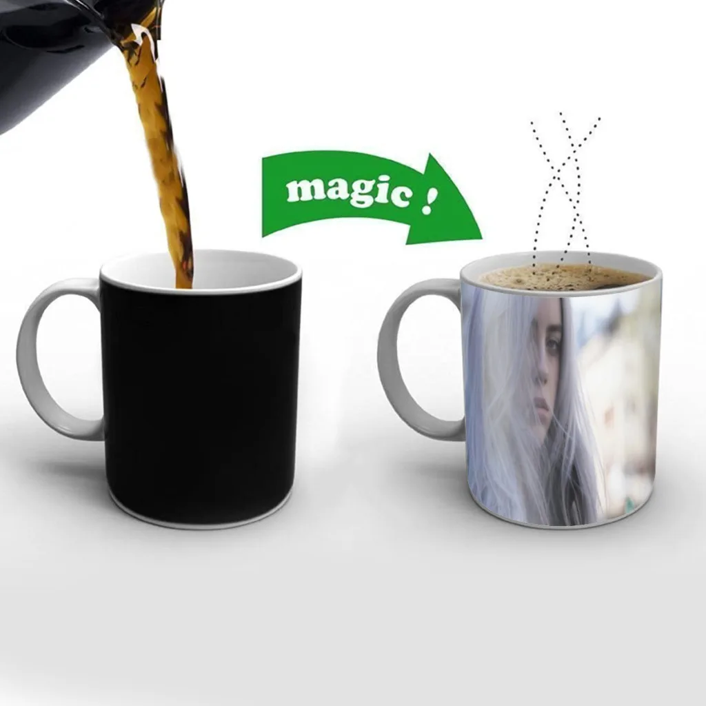 

Famous Singer B-Billie Singer Free shipping Mug Changing Color Ceramic Coffee Mugs Magic Tea Cup Best Gift For Your Friends