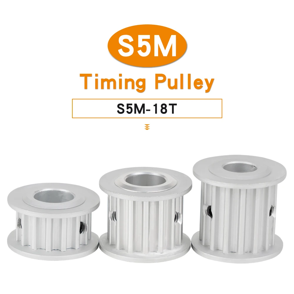 S5M Alloy Pulley 18Teeth 11/17/22/27 mm Width Circular Tooth 5mm Pitch Pulley Wheel Inner Bore 5/6/6.35/8/10/12mm AF Shape