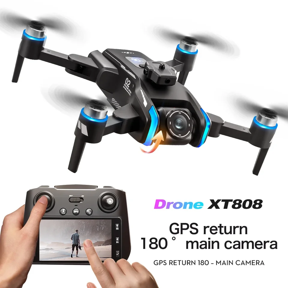 Drone GPS XT808 Profesional Con Cámara 4K HD, Motor Sin Escobillas, Transmisión FPV 5G, Plegable, Autonomía De 25 Minutos Y Control Remoto Con Pantalla De 4.5 Pulgadas