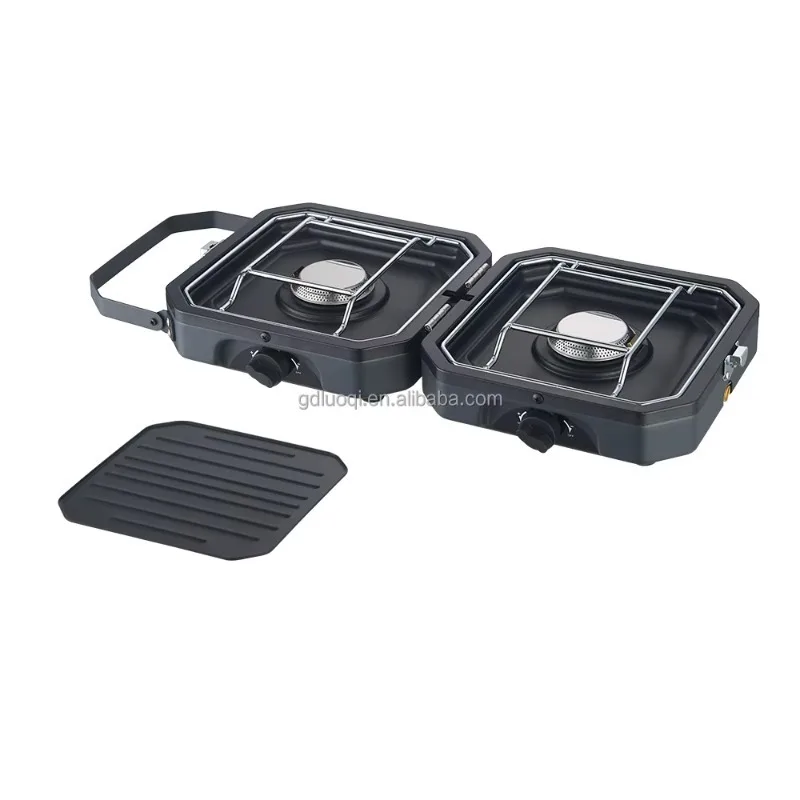 

【Best-selling】Folding 2 Burner Stove Camping With Handle Portable One Key Ignition Outdoor Kitchen Easily Carry