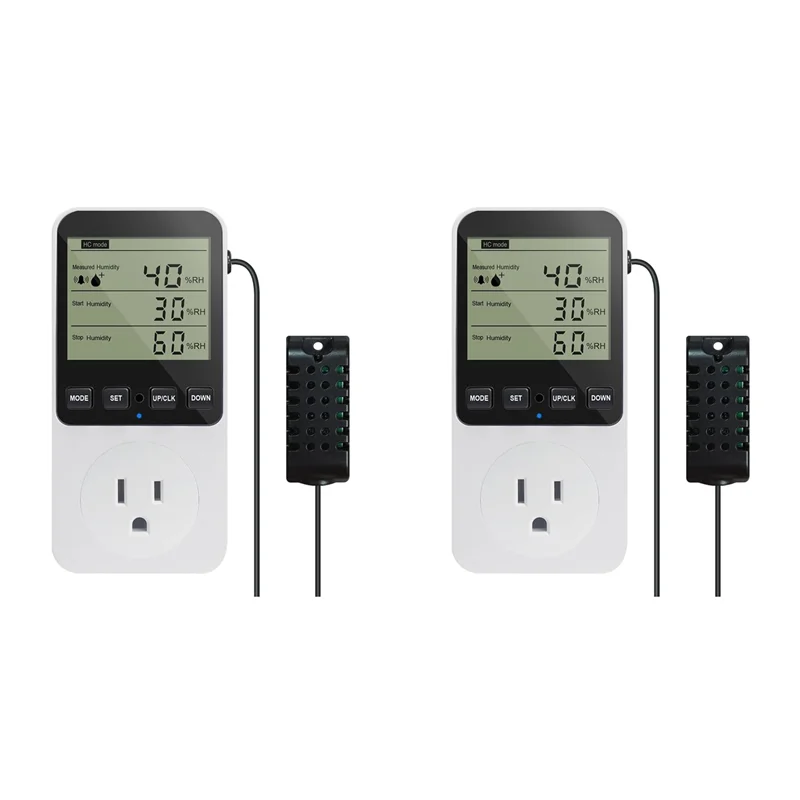 A60Z2X Humidity Controller Outlet 16A Direct Output Hygrometer Humidity Control Switch Humidity Sensor 20-95%RH US Plugmay