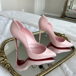 Concise Point Toe Baotou Women Pumps Fashion Patent Leather Wavy Back Strap Slip On Shoe Sexy Women Summer Wedding Party Sandals