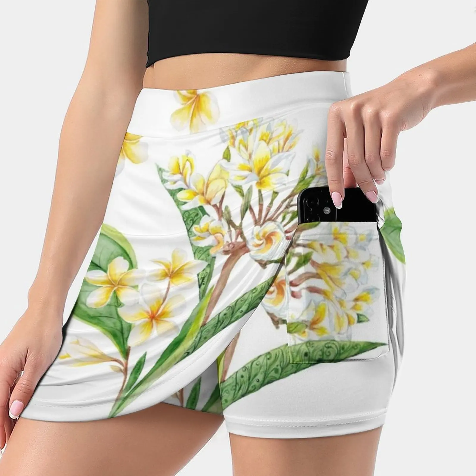 

Watercolor Tropical Plants Women's skirt With Hide Pocket Tennis Skirt Golf Skirts Badminton Skirts Running skirts Pattern