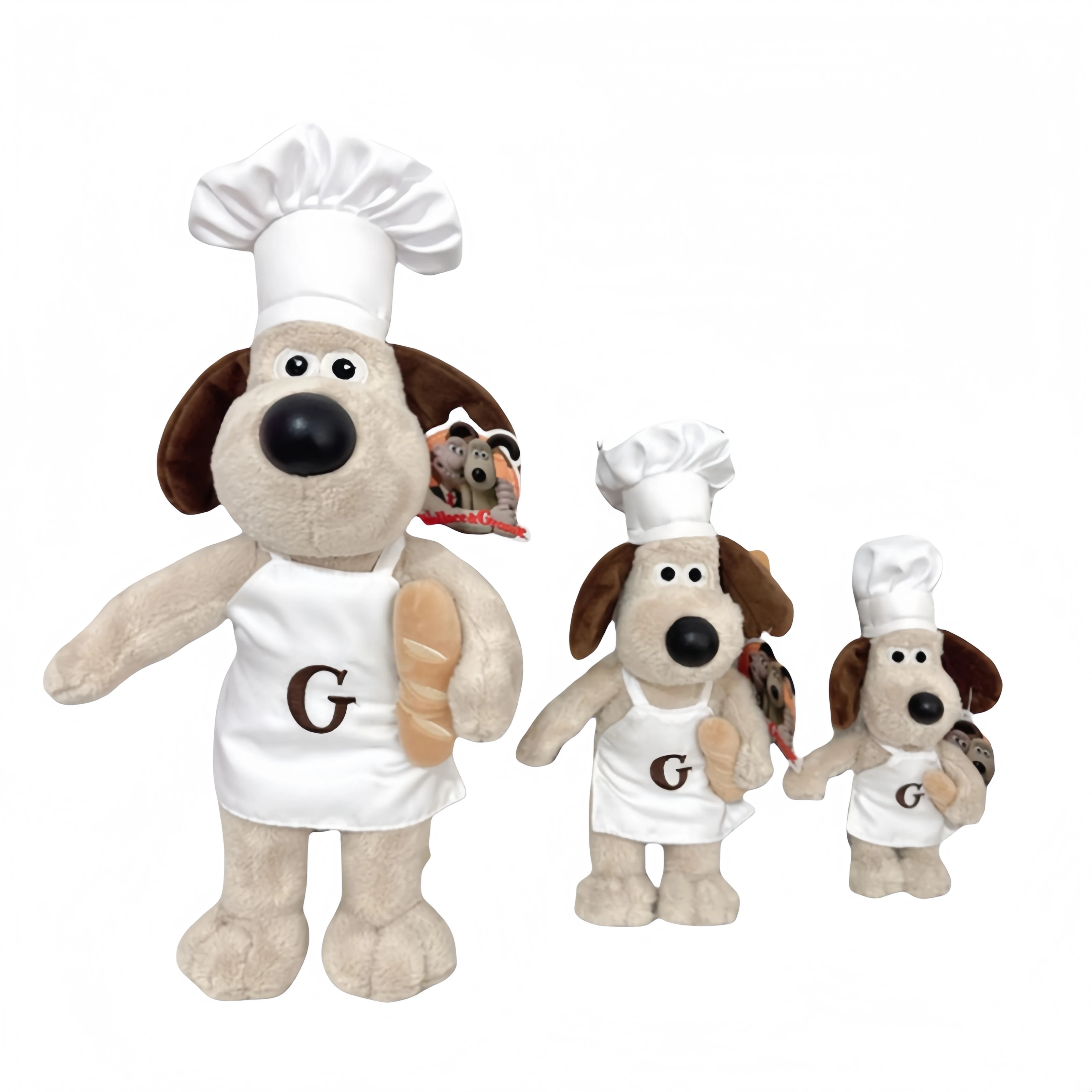 لطيف الشيف الكلب جروميت أفخم والاس اللعب أنيمي جرو الكلب محشوة الدمى غرفة ديكور الكلب لعبة جمع الاطفال عيد الميلاد هدية عيد الميلاد