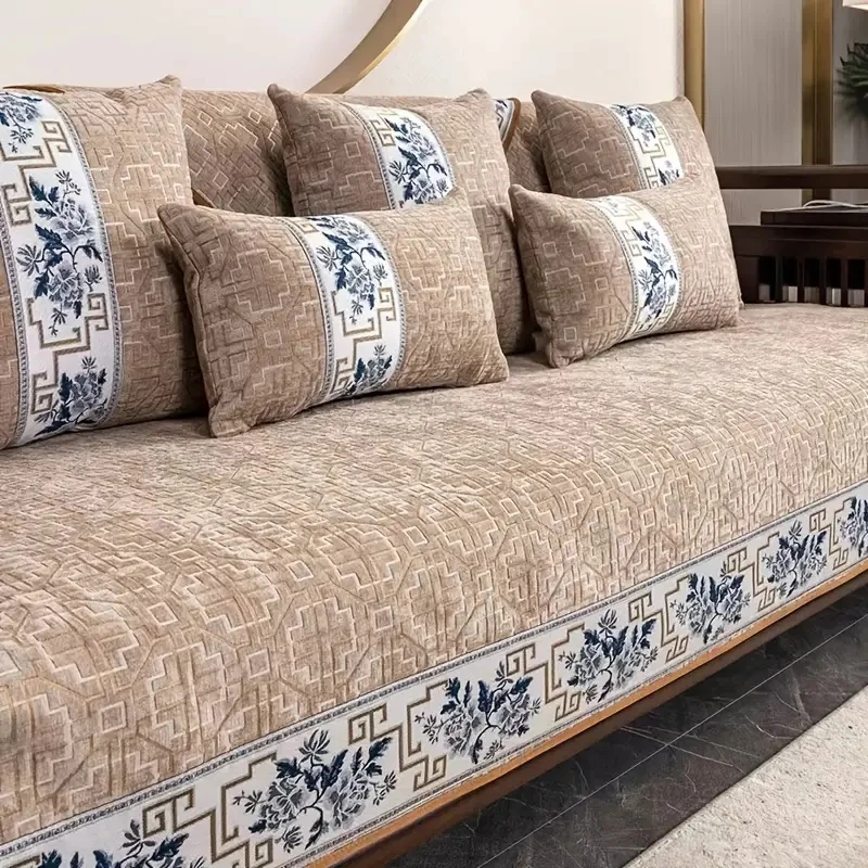 Geometry Jacquard Chenille Sofa Cover for All Seasons Living Room Non-slip Sofa Seat Cover Couch Slipcover, Sofa Towel