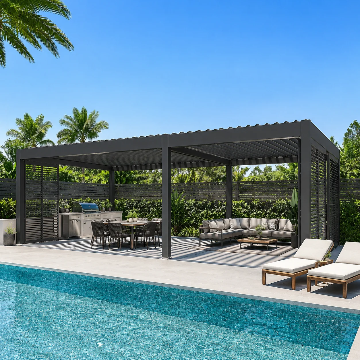 Villa Backyard Entertainment Barbecue Pavilion Swimming Pool Sun Protection Rust Prevention Pergola Exquisite Aluminum Gazebo