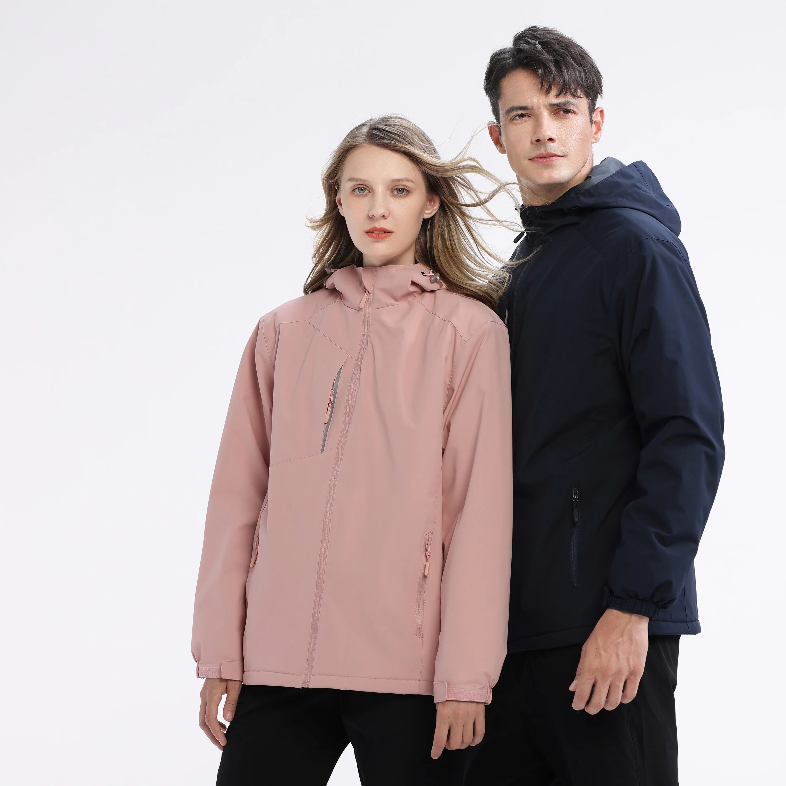 

ex Thiened Inteated Cotton Jaet Pure Color Multi-Color Men's Women's Couples Sle Polyester Fiber Long Sve Zipper