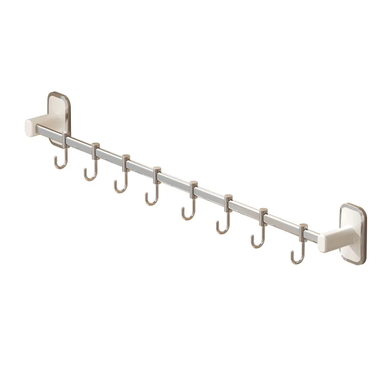 Kitchen hooks, punch-free stainless steel wall-mounted kitchen utensil storage rack with removable suction cup hooks