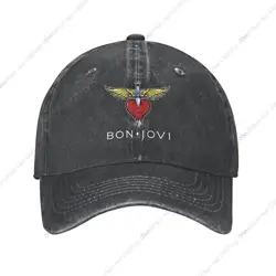 Bon Rock Band Jovi Hat Cap Unisex Vintage Adjustable Baseball Cap for Men Women Classic Dad Hats Adult Trucker Headwear Black