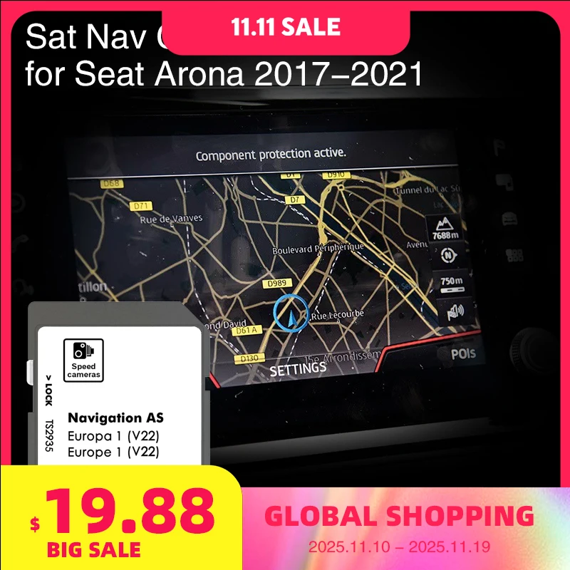 

for Seat Arona Navi System 2017-2021 AS V22 UK Europe Maps Cover Spain Italy Denmark Russia Navigation SD Card