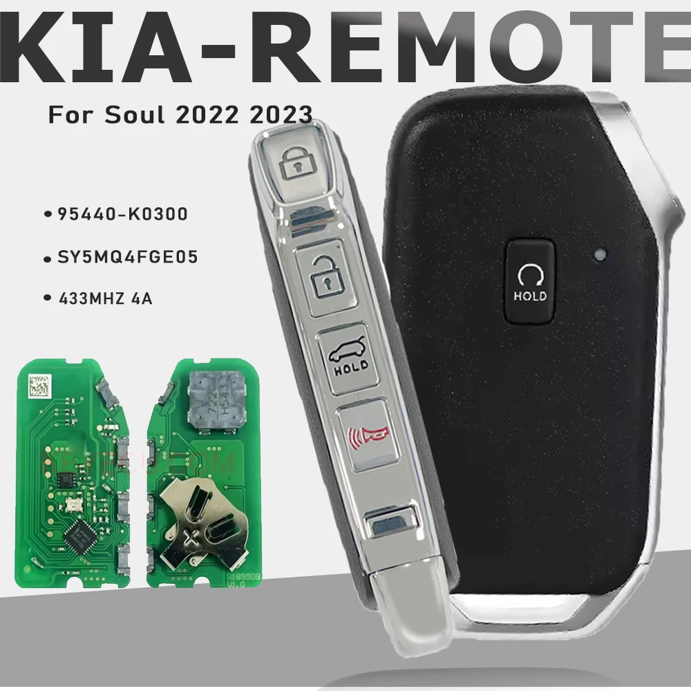 

KEYECU 95440-K0300 SY5MQ4FGE05 434MHz 4A 5 Buttons Car Key Fob Remote Key Keyless Go for Kia Soul 2022 2023