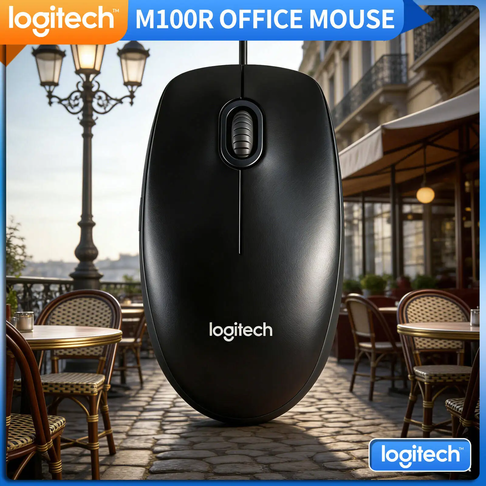 

Original Logitech M100R USB Wired Mouse 1000DPI Tracking Comfort Grip for Long-Time Working Study Office Home Daily Moment