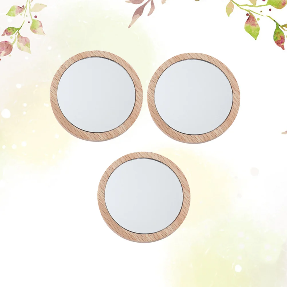 3Pcs 7.5cm Portable Makeup Mirror Round Light Weight Travel Mirror Smooth Glass Surface Easy Carry Option