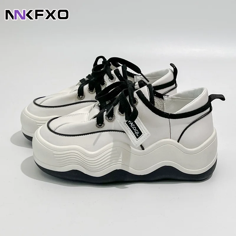 

New 2023 Women's Shoes INS Fashion Wave Thick Sole Casual Board Sneakers Shoes Women's Bread Shoes Women's Sports Shoes QB030